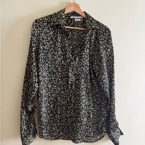 Zara Sheer Camouflage Button-Down Shirt